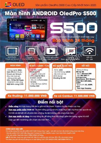 MÀN HÌNH Ô TÔ ANDROID OLED S500