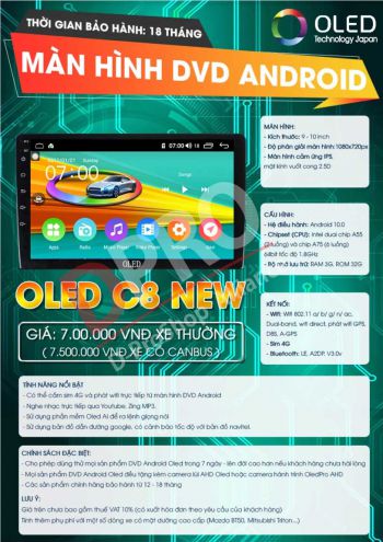 MÀN HÌNH Ô TÔ ANDROID OLED C8 NEW
