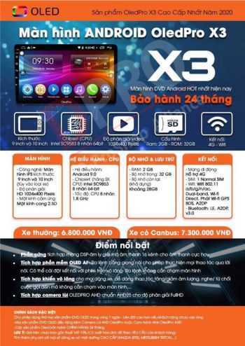 MÀN HÌNH Ô TÔ ANDROID OLED X3