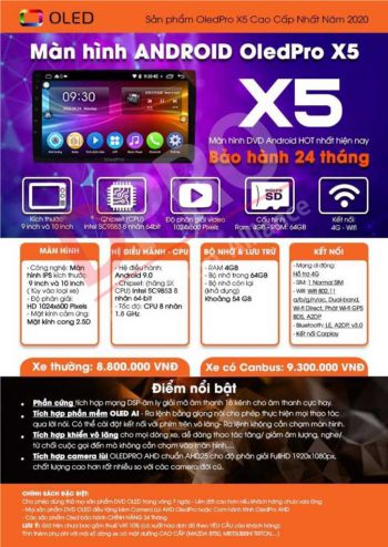 MÀN HÌNH Ô TÔ ANDROID OLED X5